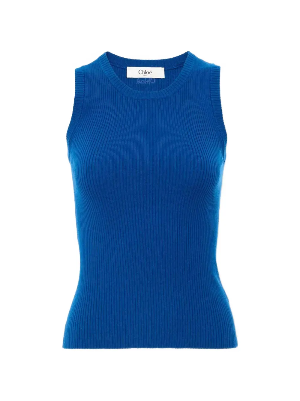 Chloé Crew-neck Tank Top In A Wool Knit In Blue
