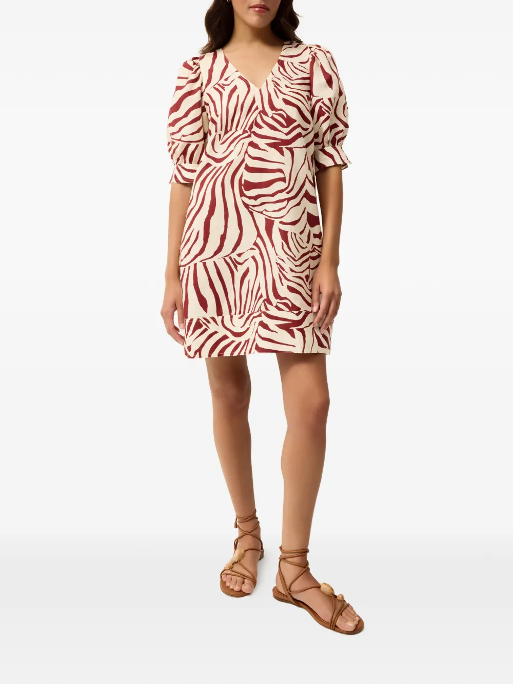  Marie Oliver Ola Puffed-sleeve Mini Dress - Neutrals 