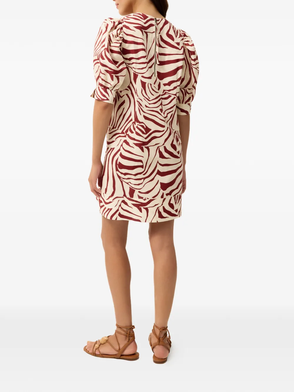  Marie Oliver Ola Puffed-sleeve Mini Dress - Neutrals 