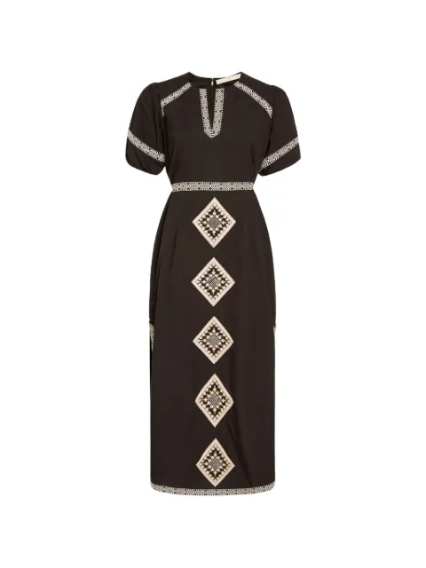 Marie Oliver embroidered V-neck midi dress