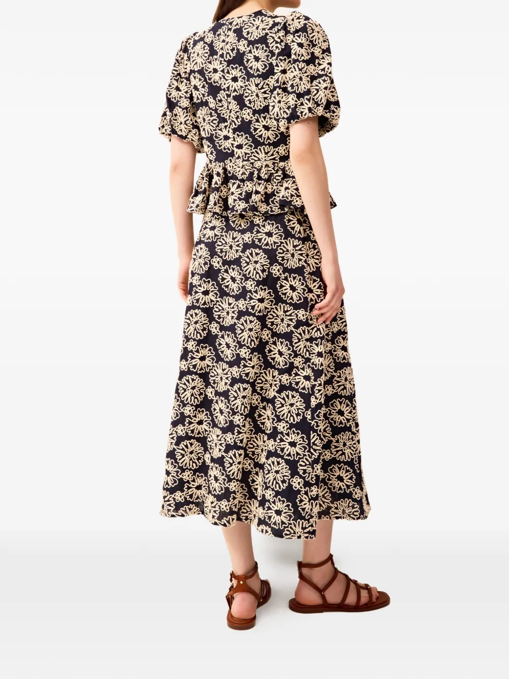  Marie Oliver Estella Floral Puff-sleeve Blouse - Blue 