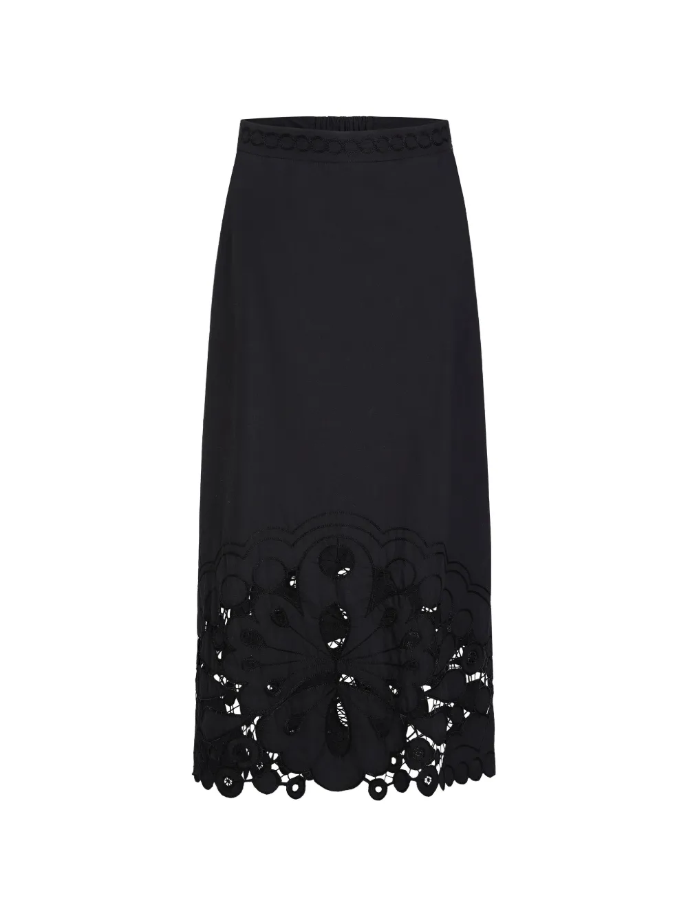 Marie Oliver Eugenia lace midi skirt - Nero