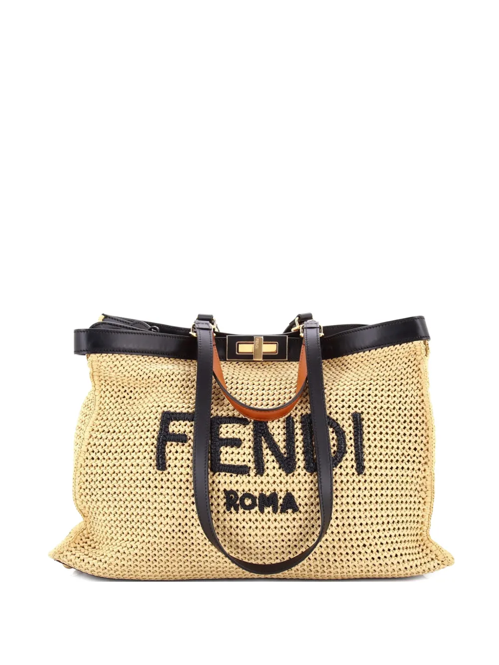 Fendi Pre-Owned Borsa tote Peekaboo X- media in rafia - Toni neutri