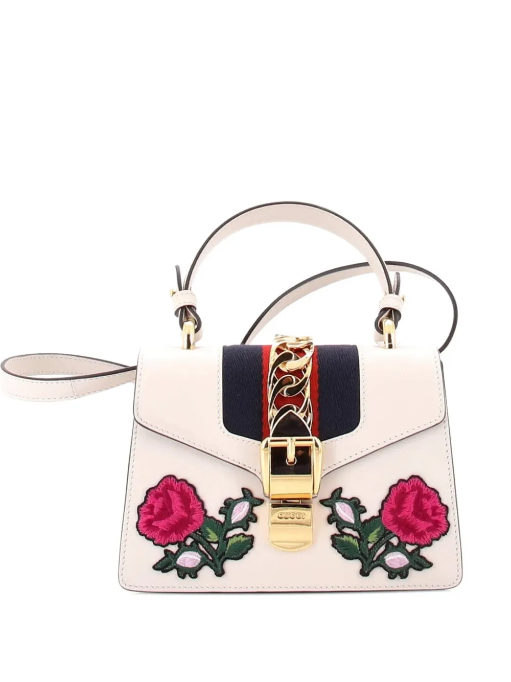 Gucci Pre-Owned Borsa a tracolla Sylvie mini in pelle con manico e ricamo - Toni neutri