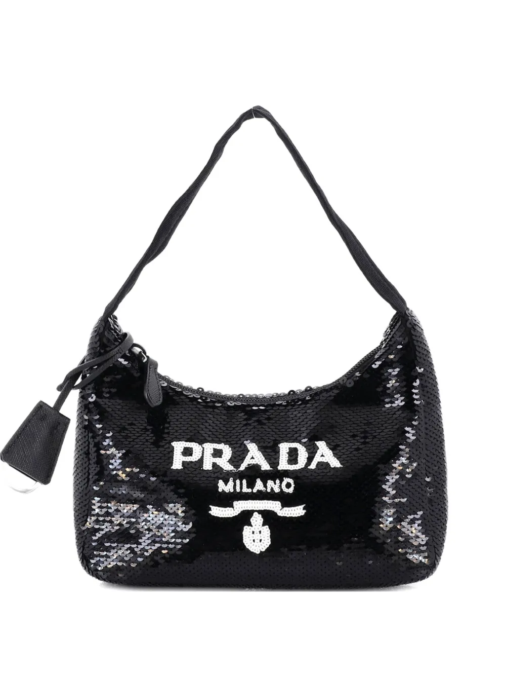 Prada Pre-Owned Borsa passepartout Re-Edition 2000 Mini con paillettes - Nero