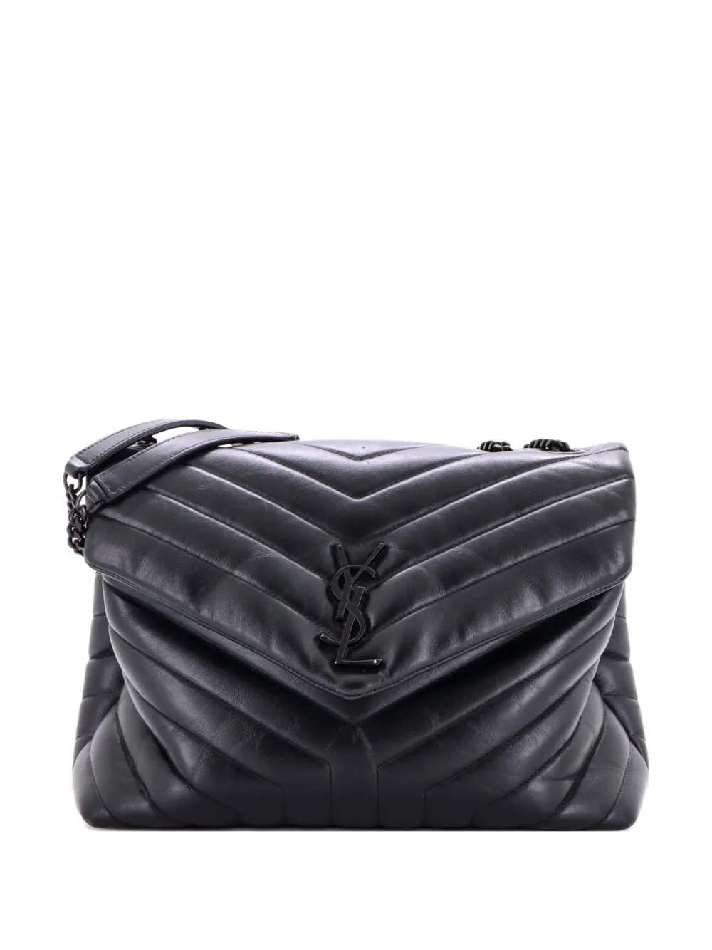 Saint Laurent Pre-Owned Borsa a spalla Loulou media in pelle matelassé con motivo chevron - Nero