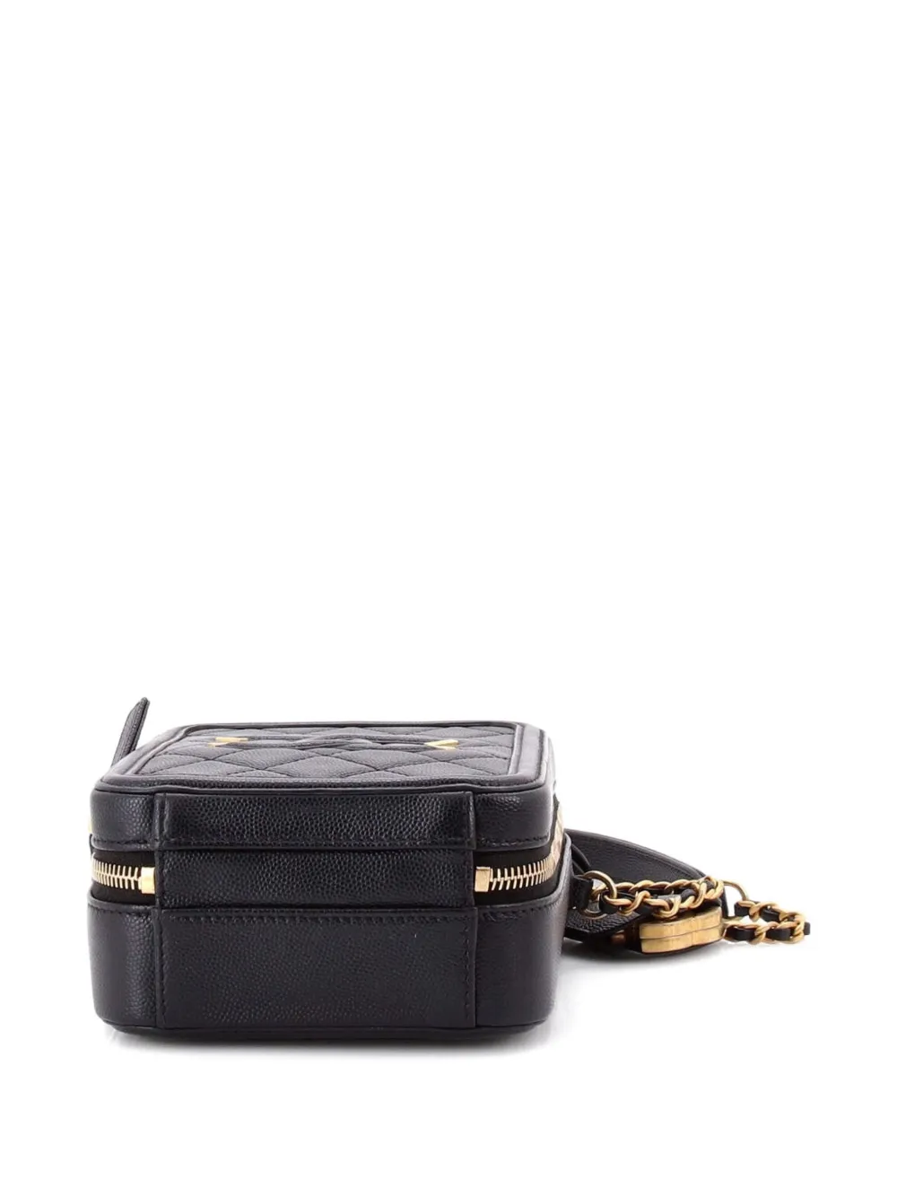 Filigree Vertical Vanity Case Quilted Caviar Crossbody Bag