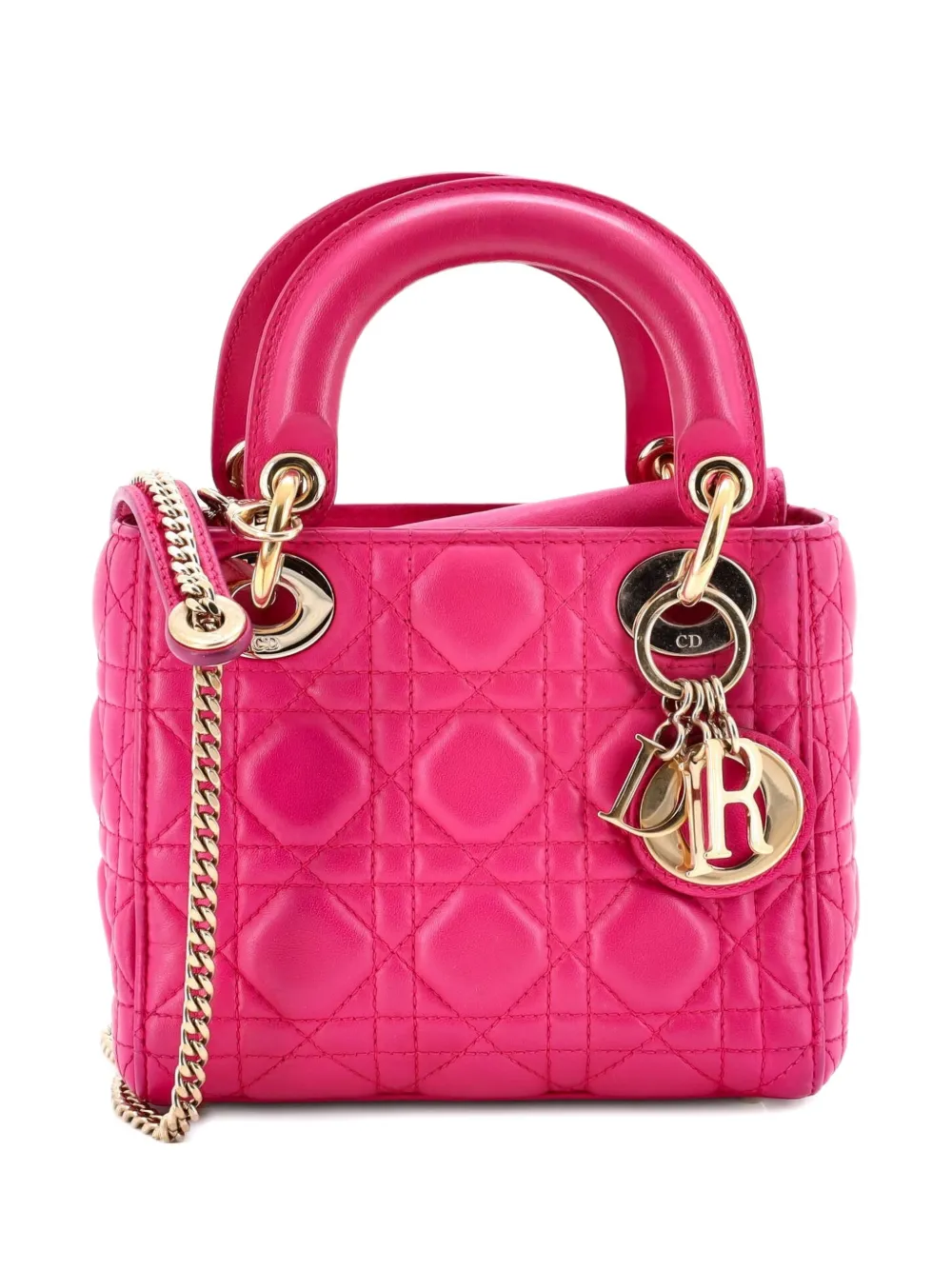 Christian Dior Pre-Owned Borsa a tracolla Lady Dior mini in pelle di agnello trapuntata con motivo Cannage - Rosa