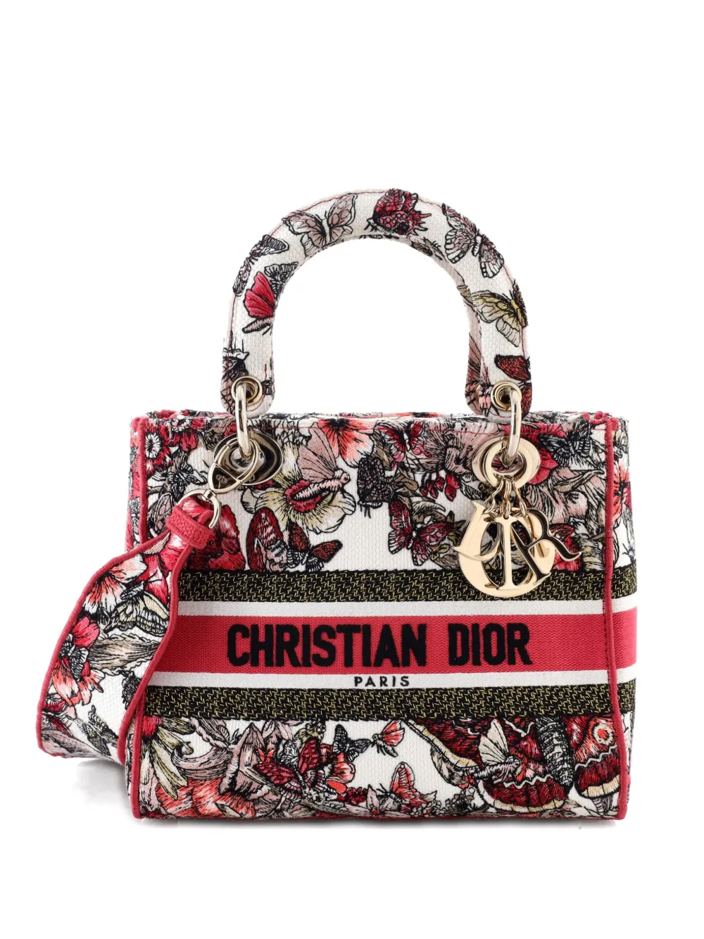 Christian Dior Pre-Owned Borsa a tracolla Lady D-Lite media in tela con ricamo - Multicolore