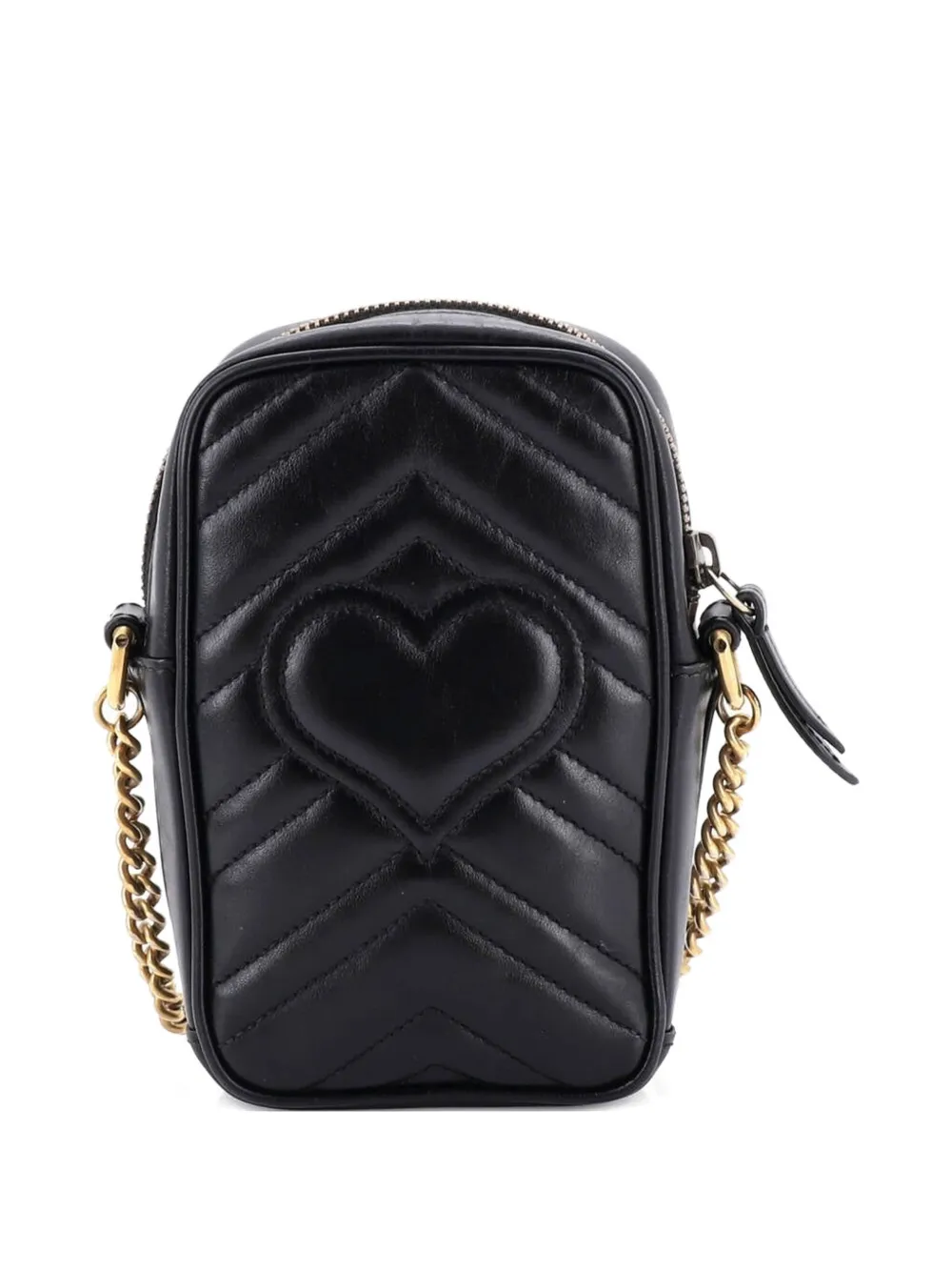  Gucci Pre-owned Sac à Bandoulière Gg Marmont Vertical Phone Matelassé En Cuir Format Mini - Noir 