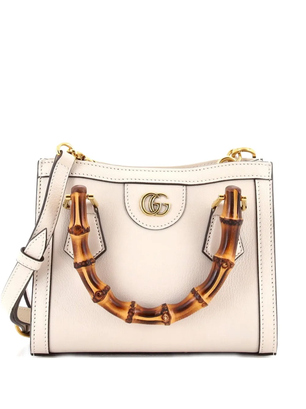 Gucci Pre-Owned Borsa a tracolla Diana NM Bamboo mini in pelle con manico - Bianco