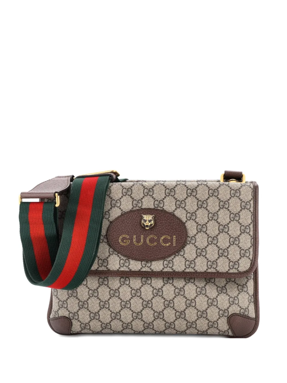 Gucci Pre-Owned Borsa a tracolla Neo Vintage media in tela cerata GG con battente - Marrone