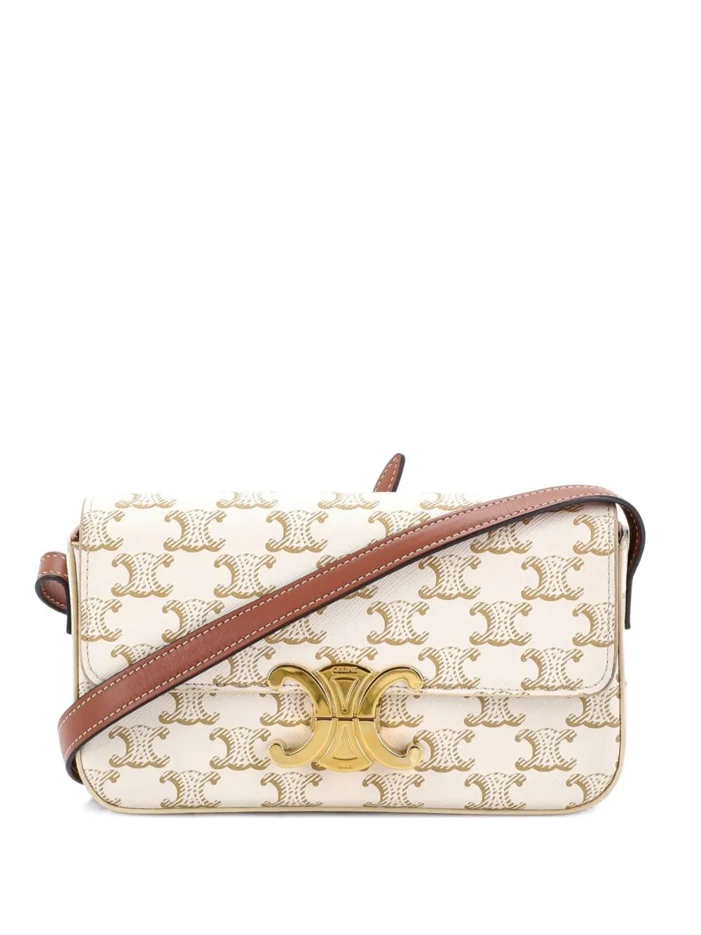 Celine Pre-Owned Borsa a spalla Triomphe EastWest in tela cerata Triomphe - Bianco