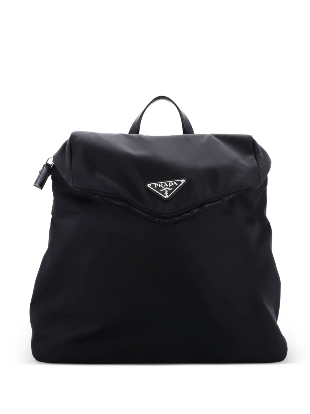Prada Pre-Owned Zaino in Re-nylon e pelle con zip - Nero