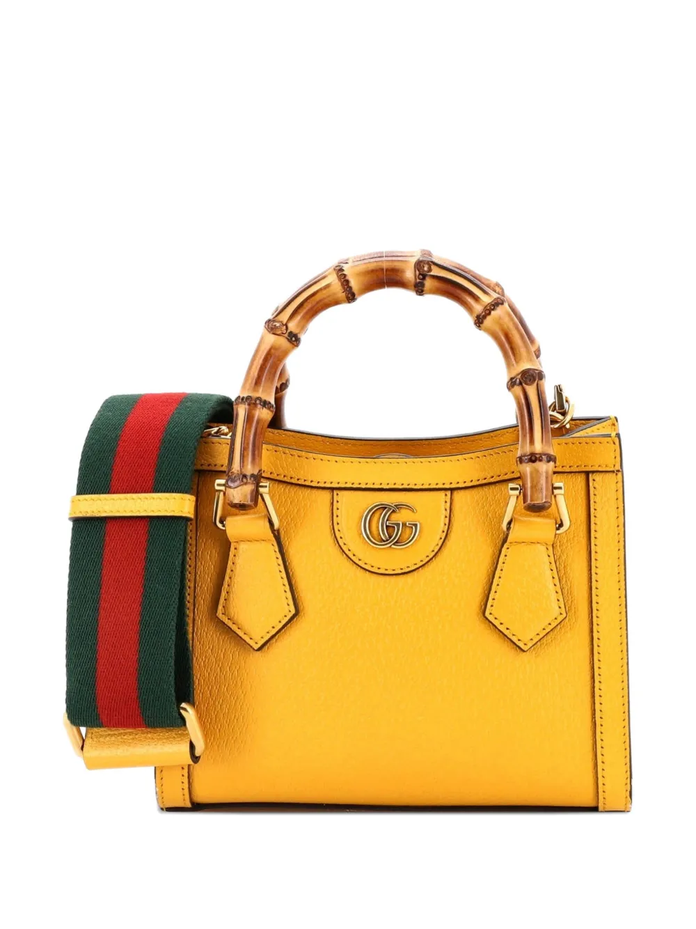 Gucci Pre-Owned Borsa a tracolla Diana NM Bamboo mini in pelle con manico - Giallo