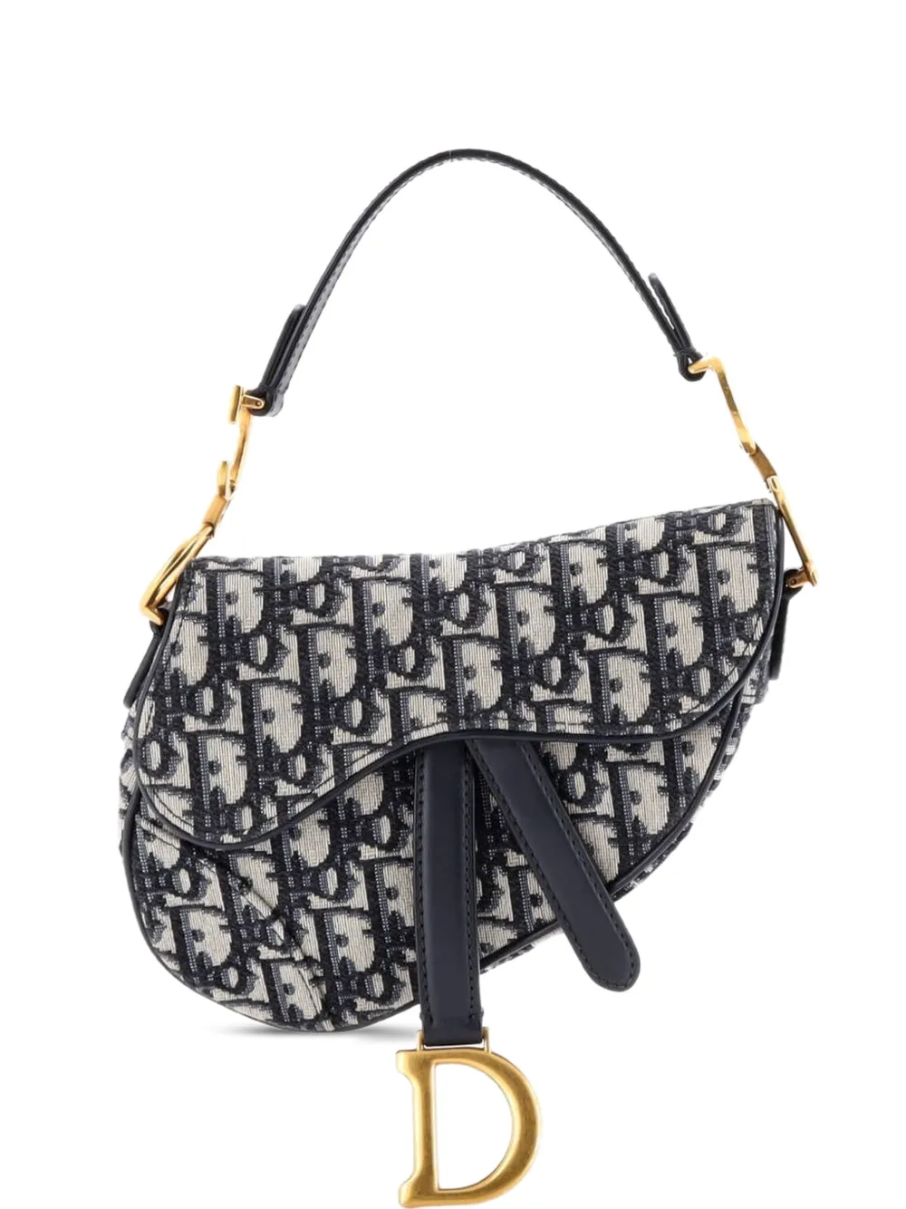 Christian Dior Pre-Owned Borsa a spalla Saddle mini in tela con motivo Oblique - Blu