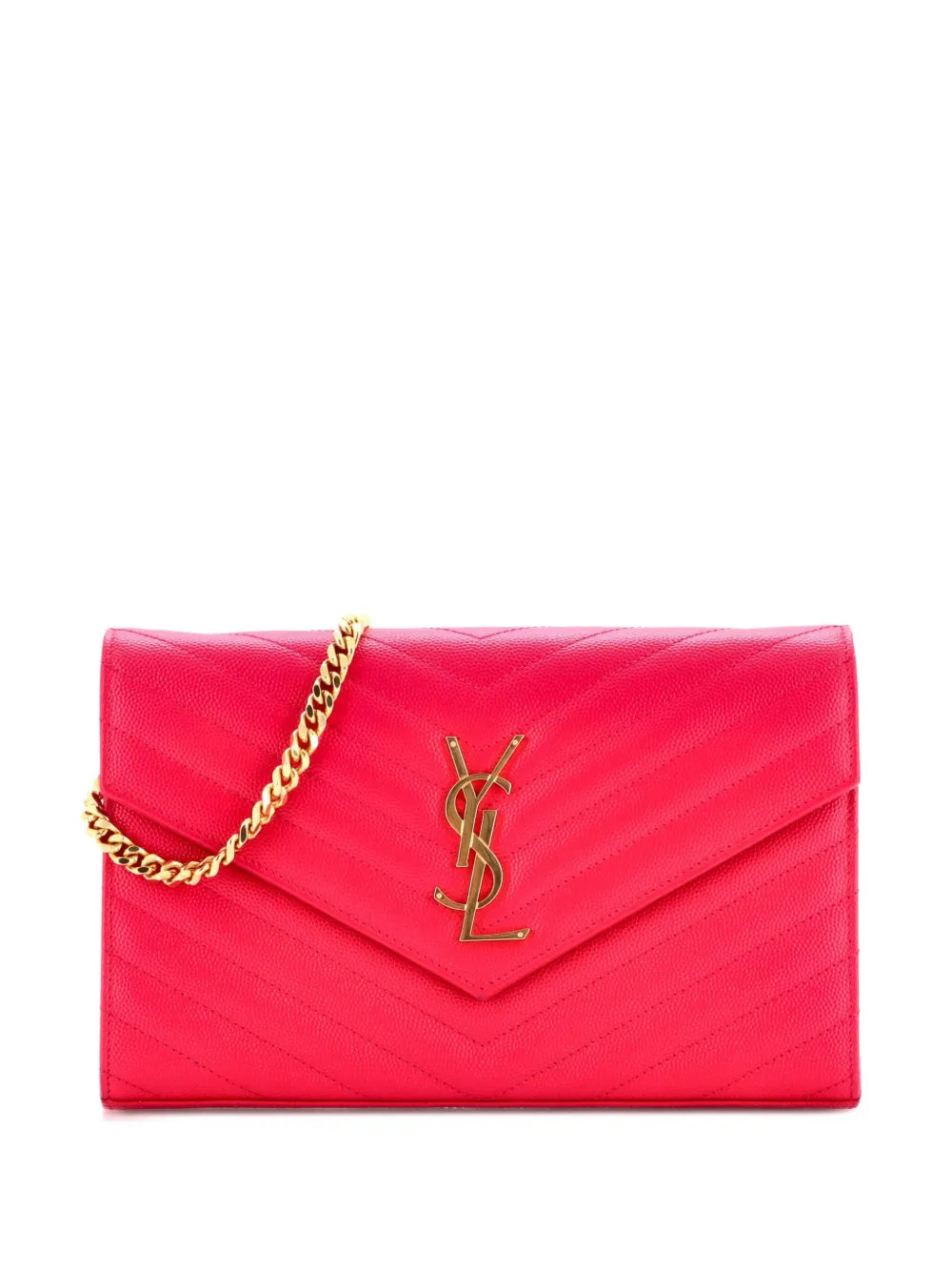 Saint Laurent Pre-Owned Borsa a tracolla Classic Monogram media in pelle matelassé con motivo chevron - Rosa