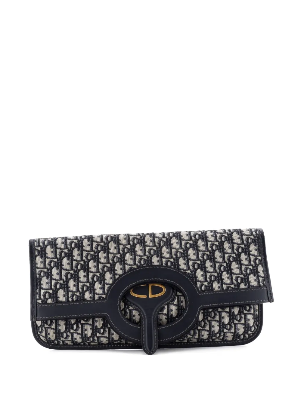 Christian Dior Pre-Owned Clutch in tela con motivo Oblique - Blu