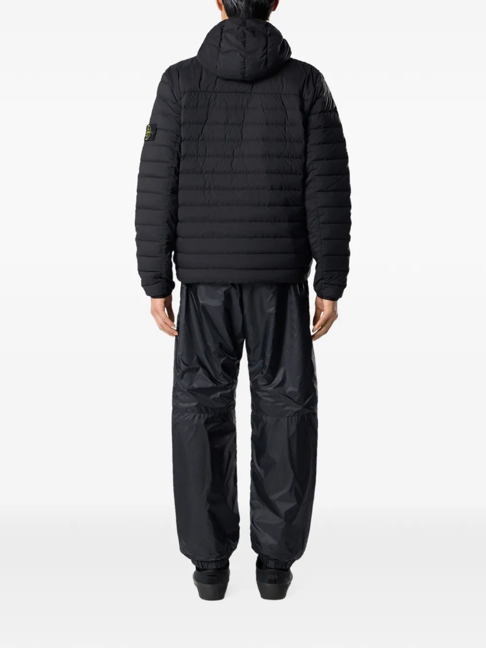 Stone Island Down-TC gewatteerde jas met capuchon Zwart
