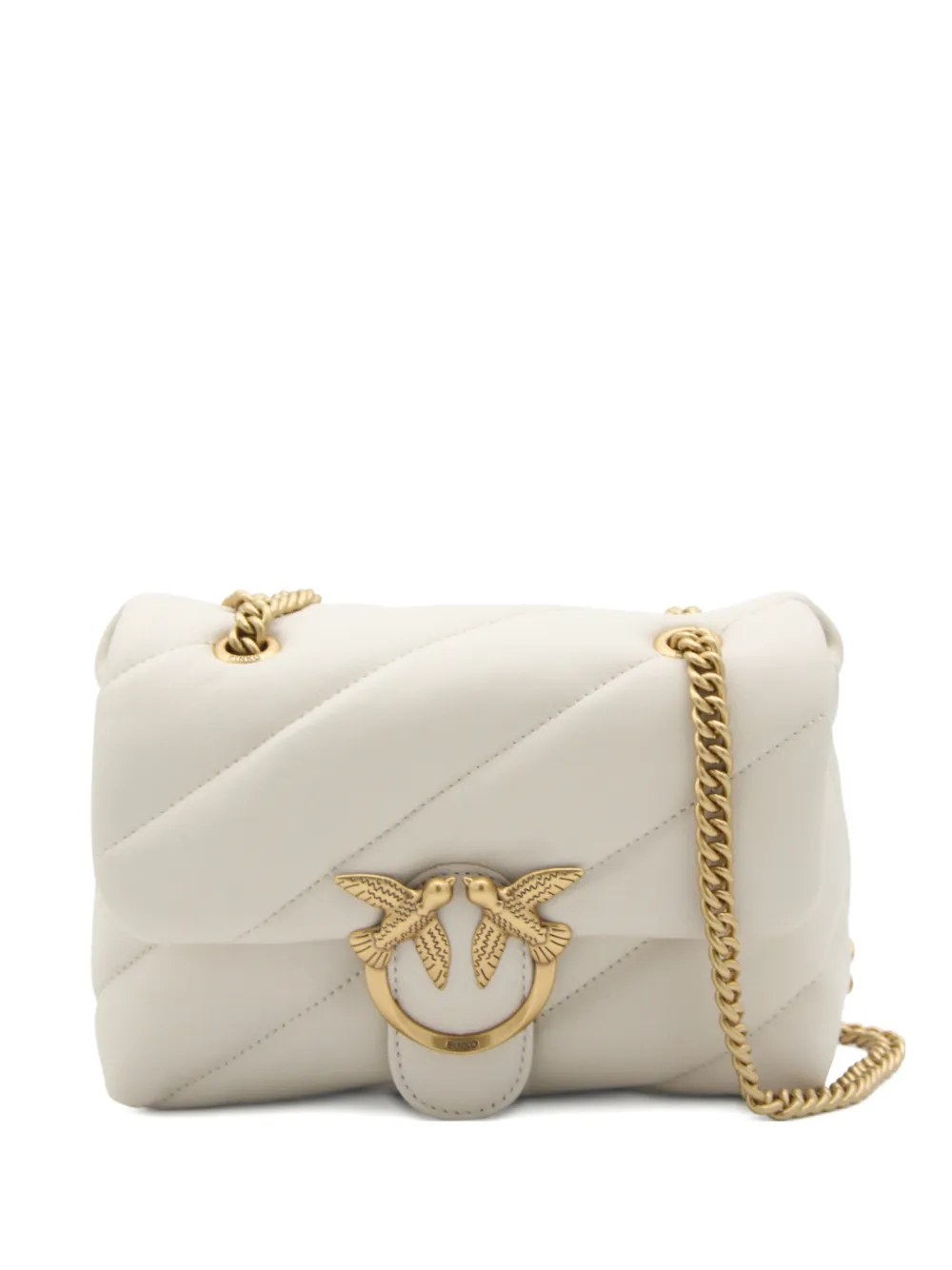 PINKO quilted chain strap shoulder bag - Bianco