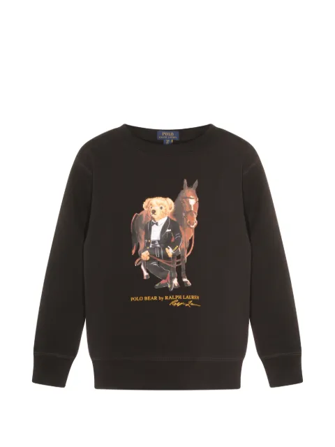 POLO RALPH LAUREN KIDS sudadera con estampado gráfico de oso y cuello redondo