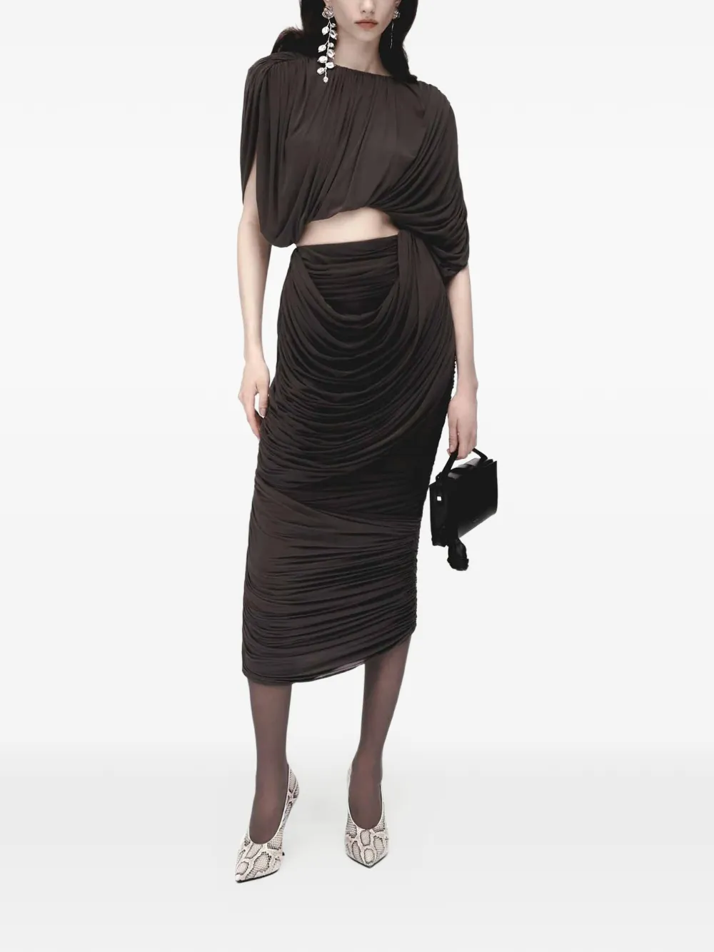 Magda Butrym draped midi skirt - Bruin