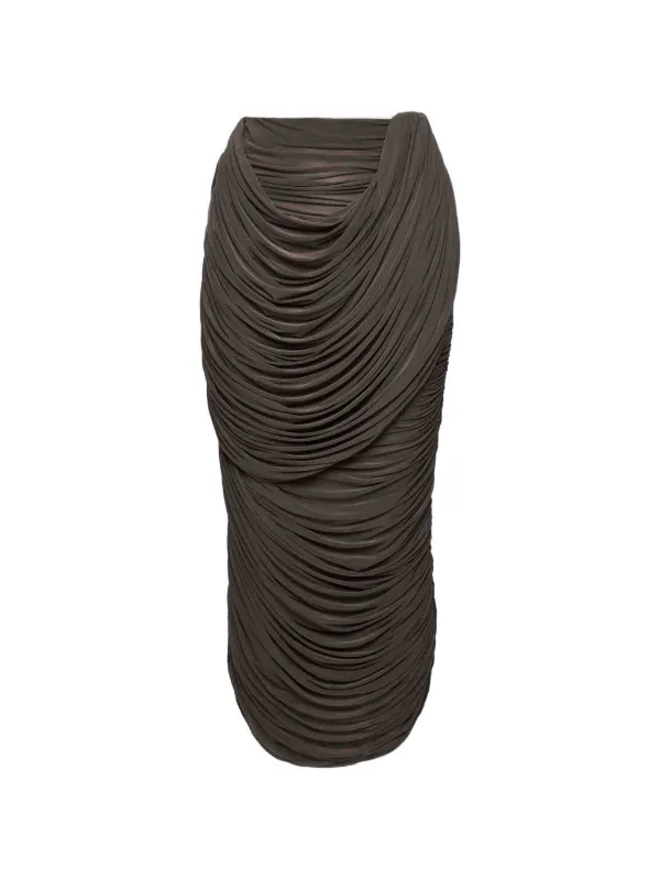 Magda Butrym Draped Midi Skirt in Brown