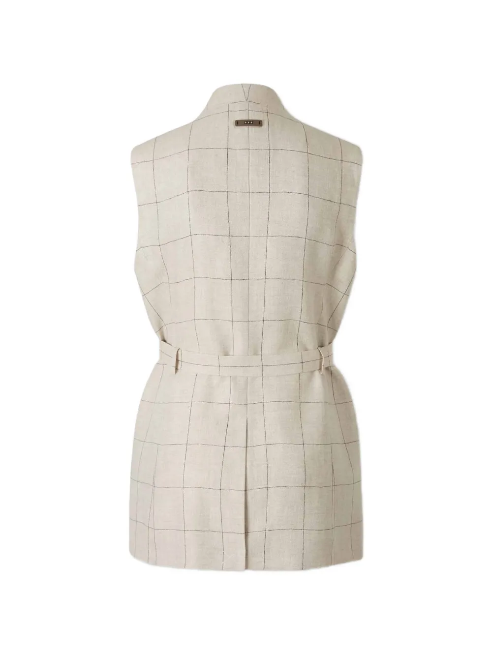  Peserico Checked-pattern Belted V-neck Jacket - Neutrals 