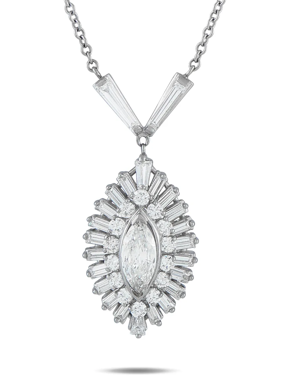 LB Exclusive 18K white gold diamond embellished-pendant necklace - Argento