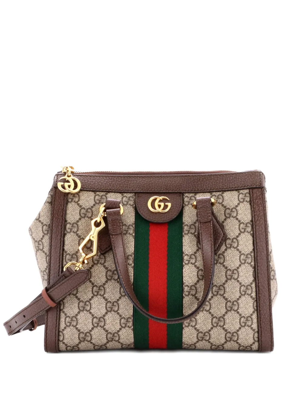 Gucci Pre-Owned Borsa tote Ophidia piccola in tela cerata GG con manico - Marrone