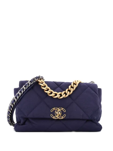 CHANEL Pre-Owned 19 Flap Bag Quilted Canvas Large shoulder bag