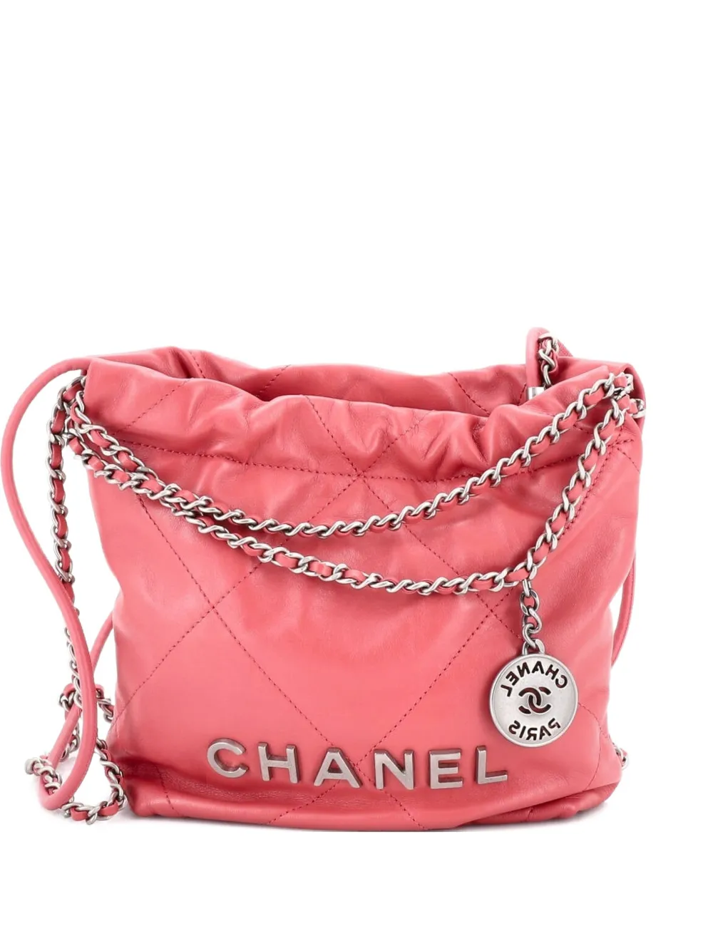 CHANEL Pre-Owned 22 Chain Hobo Quilted Calfskin Mini crossbody bag - Rosa