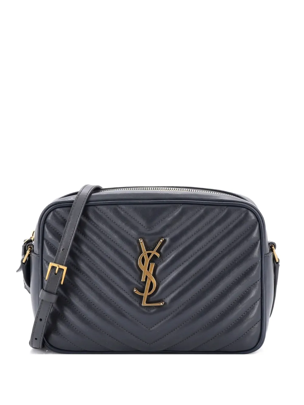 Saint Laurent Pre-Owned Borsa a tracolla Lou piccola in pelle matelassé con motivo chevron - Grigio