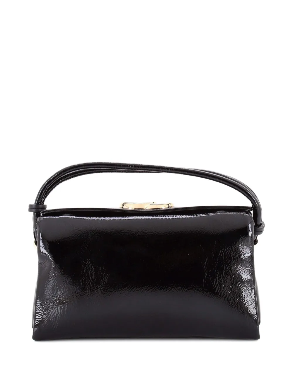 Gucci Pre-Owned Borsa a tracolla GG media in pelle verniciata con manico - Nero