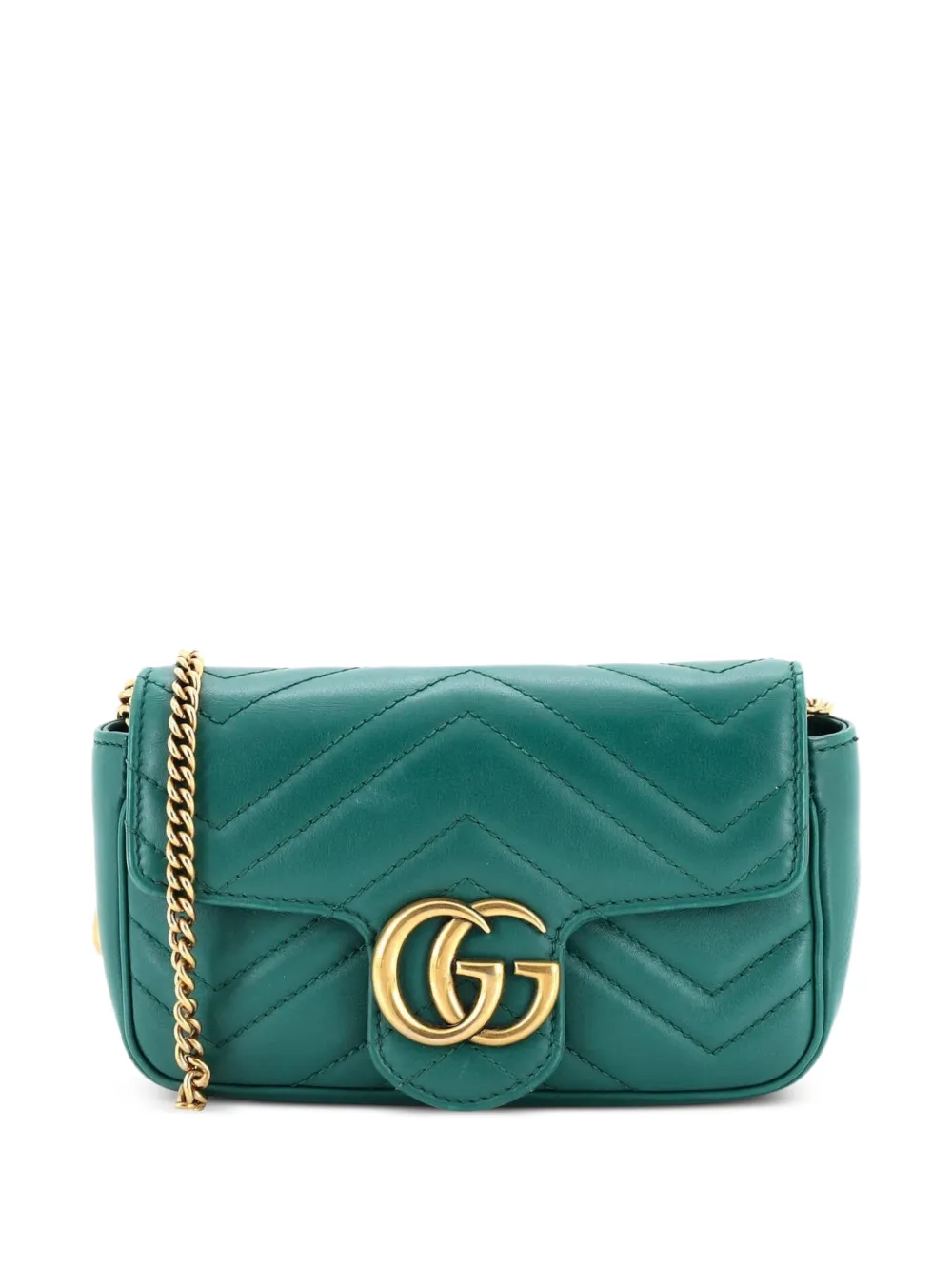 Gucci Pre-Owned Borsa a tracolla GG Marmont super mini in pelle matelassè con battente - Verde