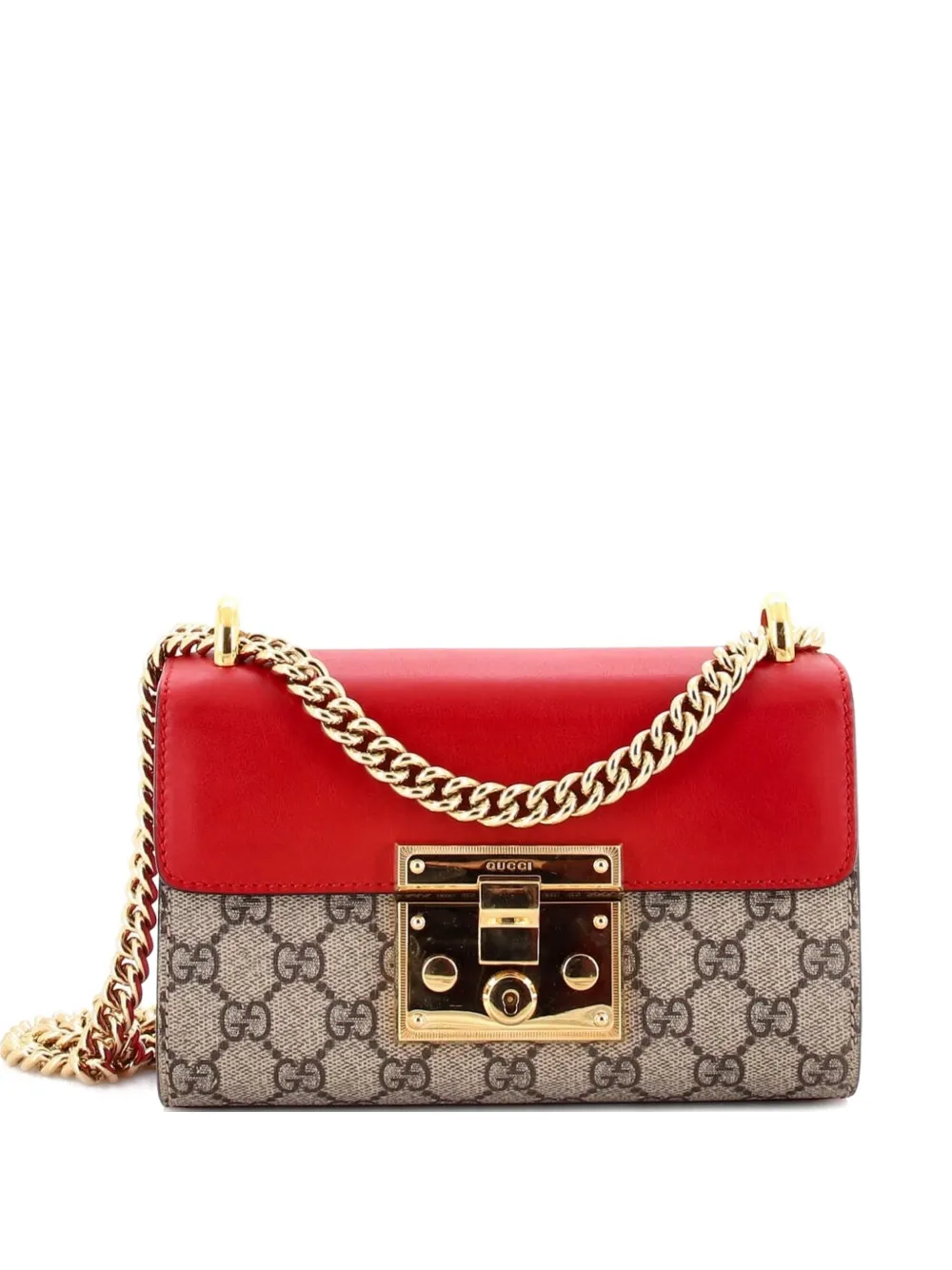 Gucci Pre-Owned Borsa a tracolla Padlock piccola in tela cerata GG e pelle - Rosso