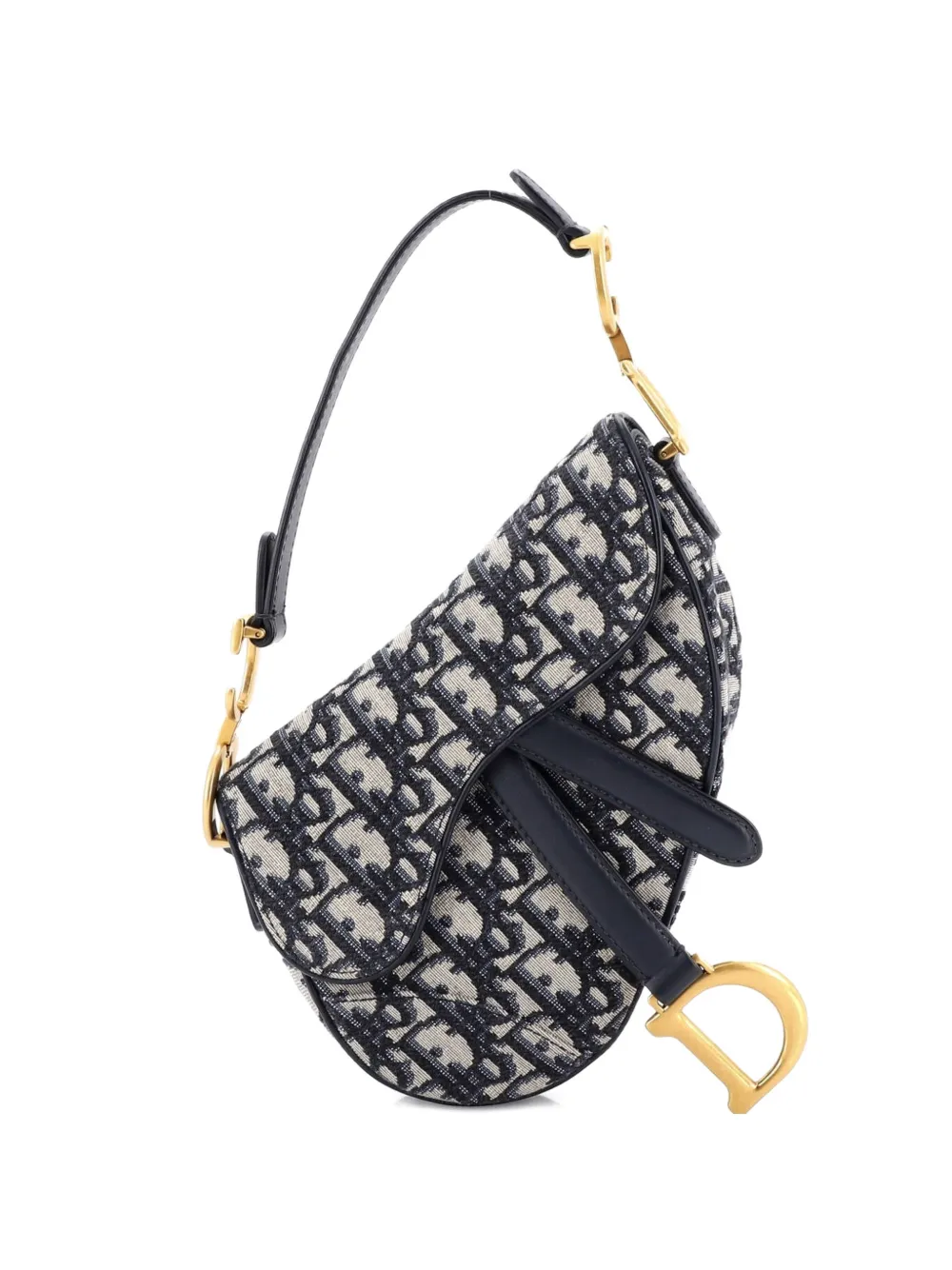 Christian Dior Pre-Owned Borsa a spalla Saddle mini in tela con motivo Oblique - Blu