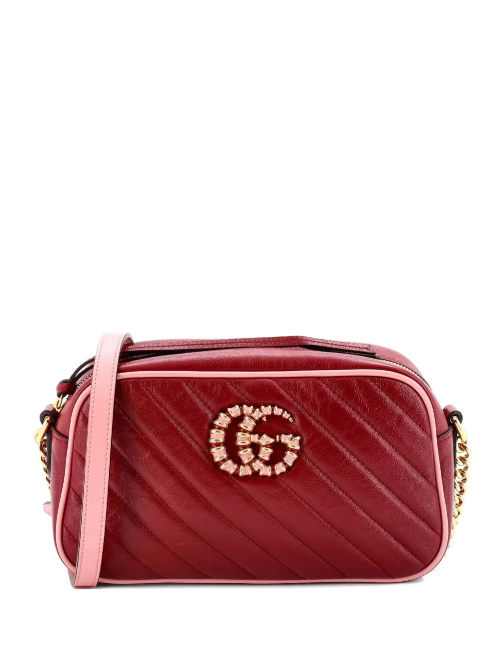 Gucci Pre-Owned Borsa a tracolla GG Marmont piccola in pelle trapuntata con motivo diagonale - Rosso