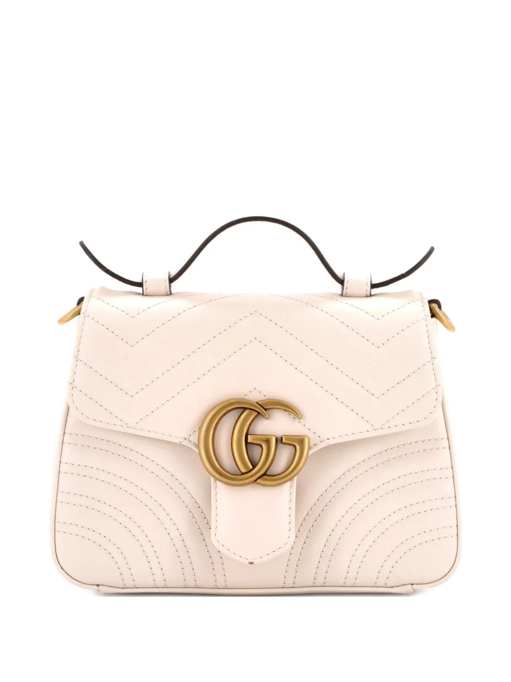 Gucci Pre-Owned Borsa a tracolla GG Marmont mini in pelle matelassé con battente e manico - Toni neutri