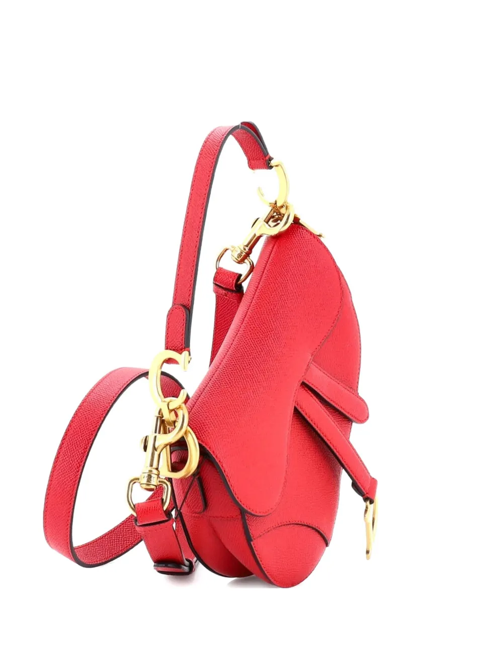 Christian Dior Pre-Owned Borsa a spalla Saddle mini in pelle con tracolla - Rosso