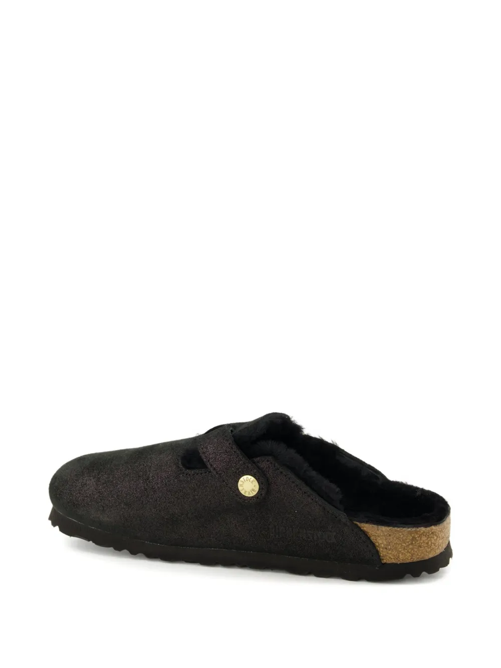 Birkenstock Boston glanzende muiltjes met gesp Zwart