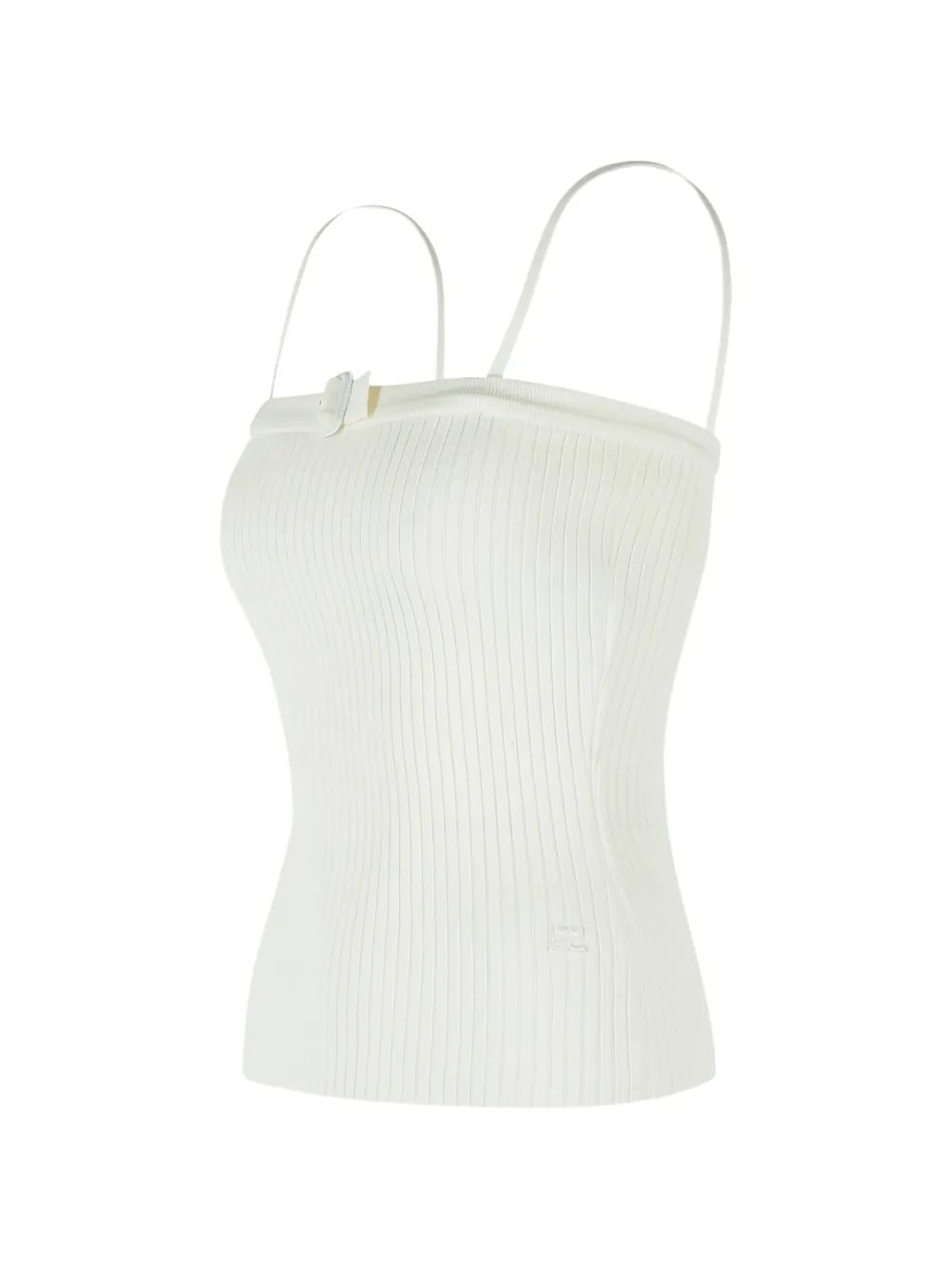 Courrèges Ribgebreide top met gesp Beige