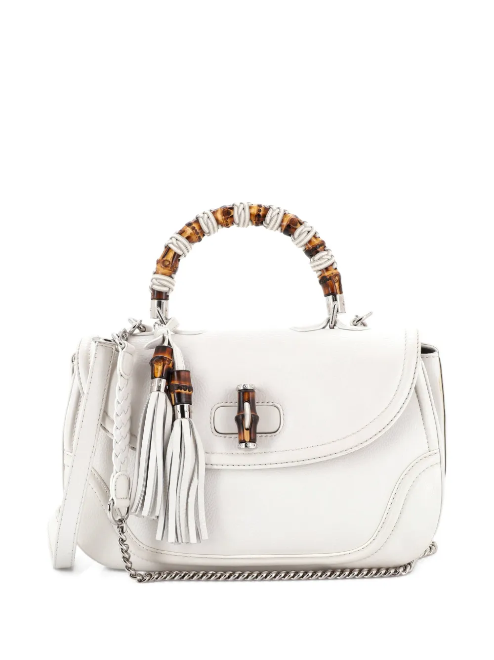 Gucci Pre-Owned New Bamboo 1921 Top Handle Bag Leather Large satchel - Bianco