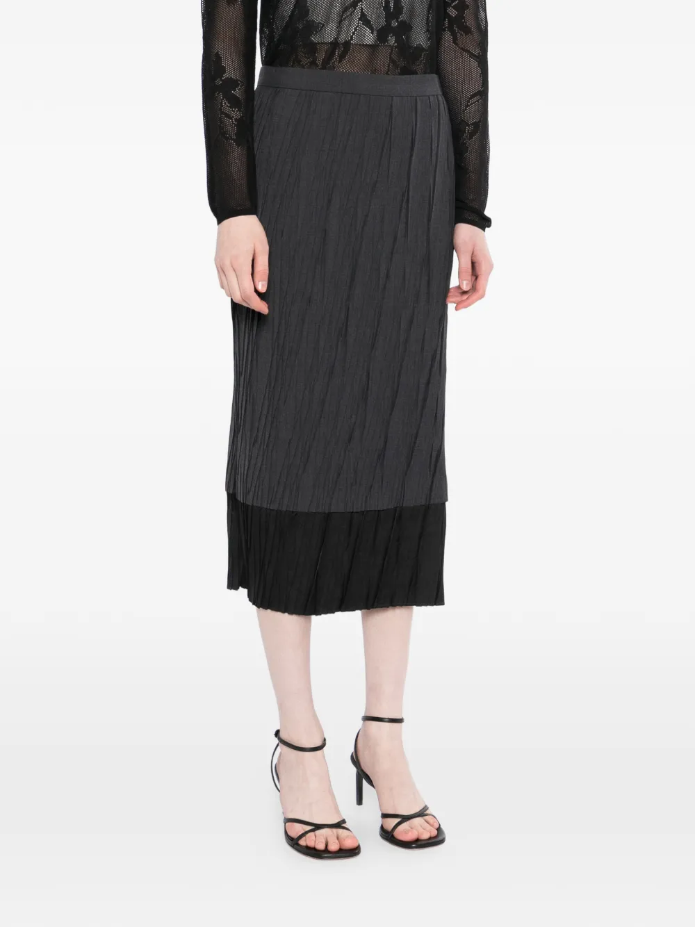  Less Falda Midi Con Diseño De Patchwork - Gris 