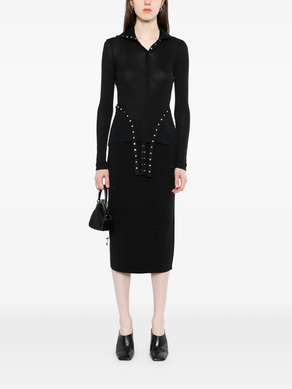 Arrow-Embellished Midi Skirt