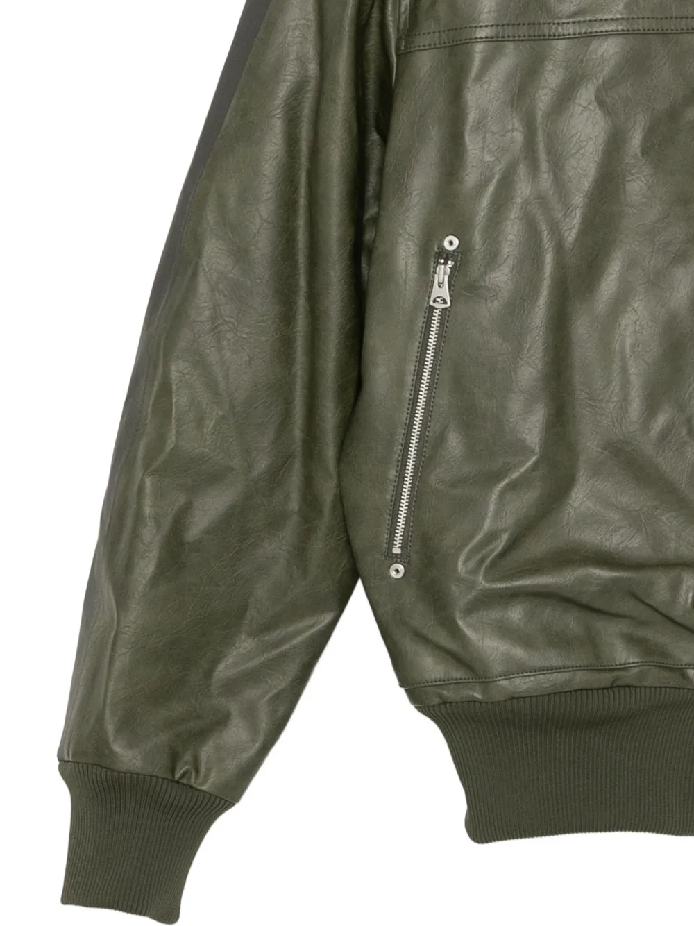  Croquis Faux-leather Jacket - Green 
