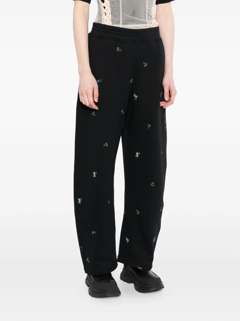 JNBY Broek met geborduurde bloemen Zwart