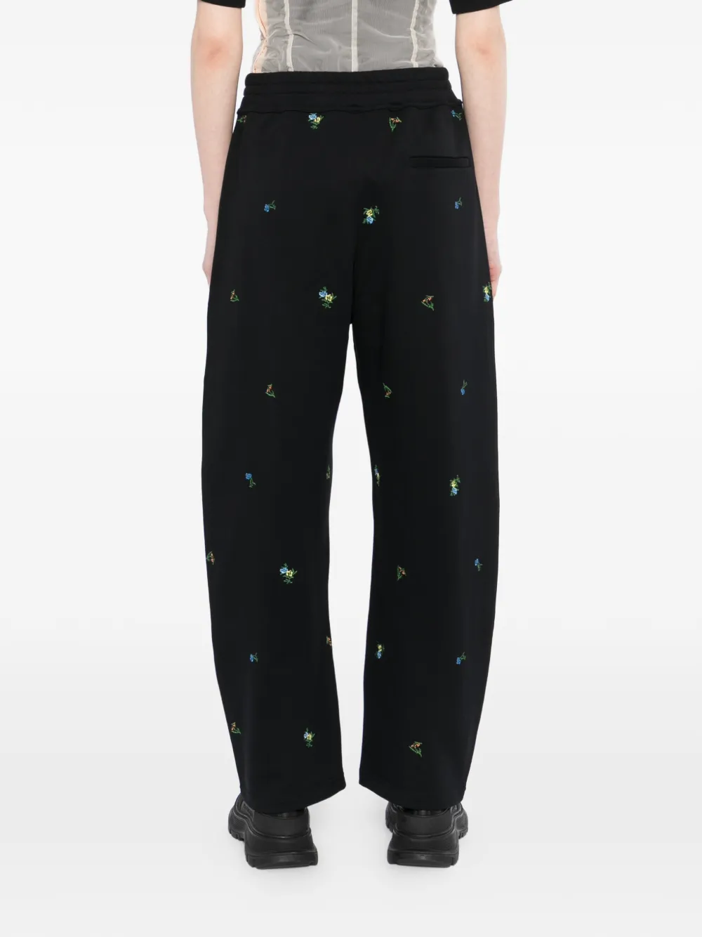 JNBY Broek met geborduurde bloemen Zwart