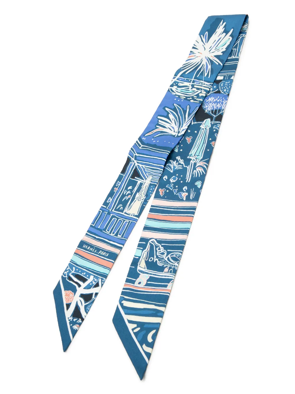 Hermès Pre-Owned 2000-2025 Rayures d Ete Silk Twilly Scarf scarves - Blu