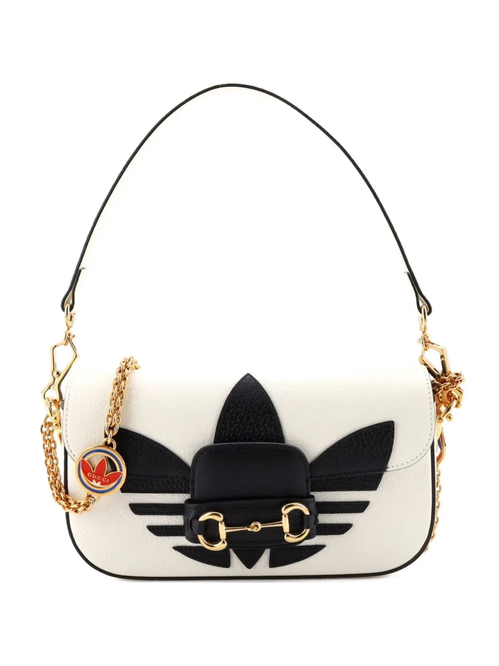 Gucci Pre-Owned x adidas Borsa a spalla Horsebit 1955 East West in pelle - Bianco